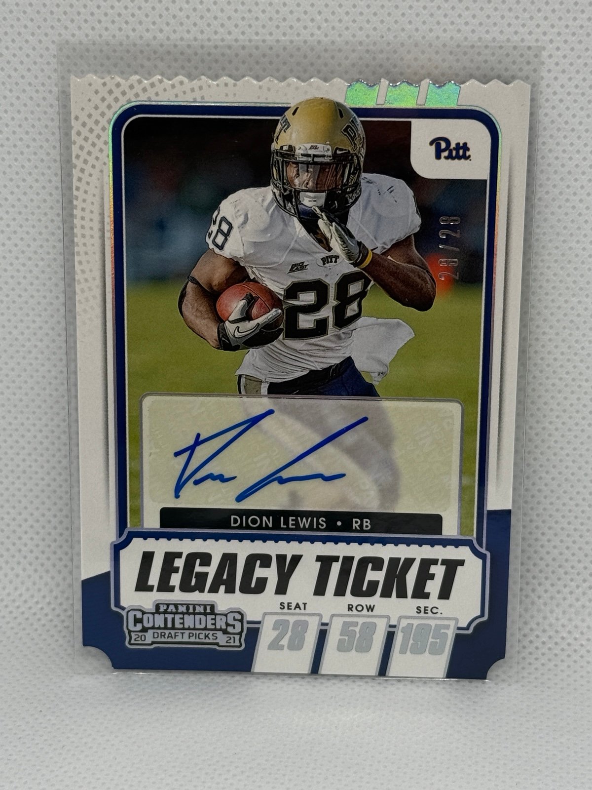 Dion Lewis 2021 Contenders Draft Picks Legacy Ticket Stub 28/28 Number Match /28