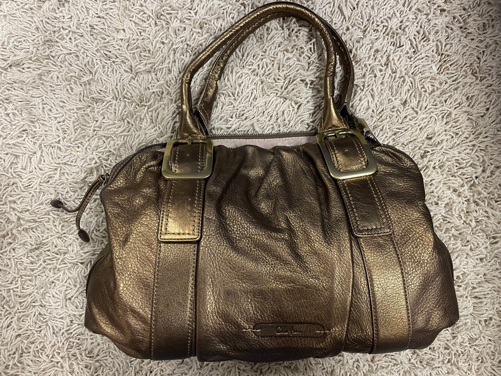 Cole Haan Bronze Metallic Buckle Satchel Leather Handbag Vintage NWT Deadstock