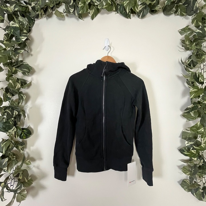 Lululemon Athletic Scuba Hoodie Full Zip Light Cotton Fleece Black NWT Size 2