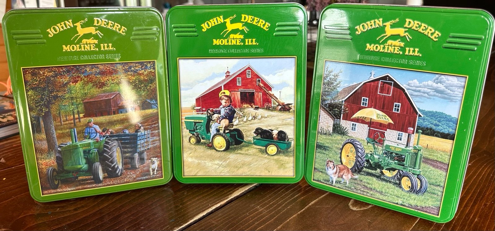 Vintage John Deere Collectors 1000 Piece Puzzle Tins X3