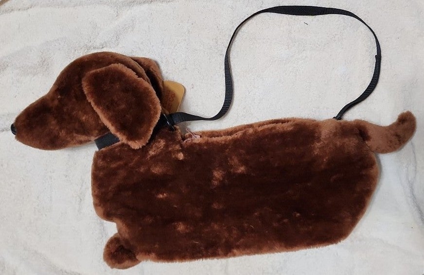 North American Bear Co Plush Dachshund Wheelie Bag Travel Tote Leash-Pull Along