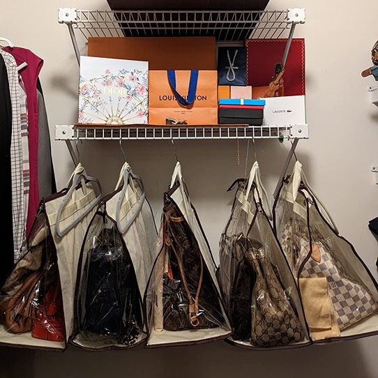 5 PCS Hanging Handbag Storage Organizer Non-Woven Transparent Dust-proof