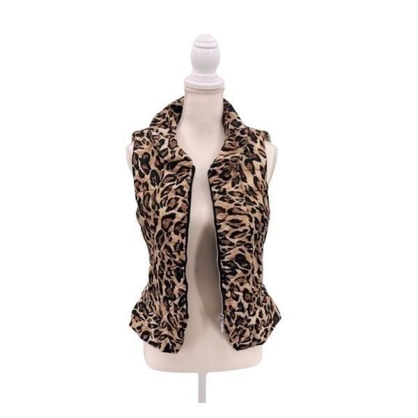 White House Black Market Vest WHBM Animal Print Brown Size XS