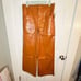 Free People Star Crossed Lovers Patent Leather Straight Leg Pants Brown Orange 8