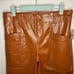 Free People Star Crossed Lovers Patent Leather Straight Leg Pants Brown Orange 8