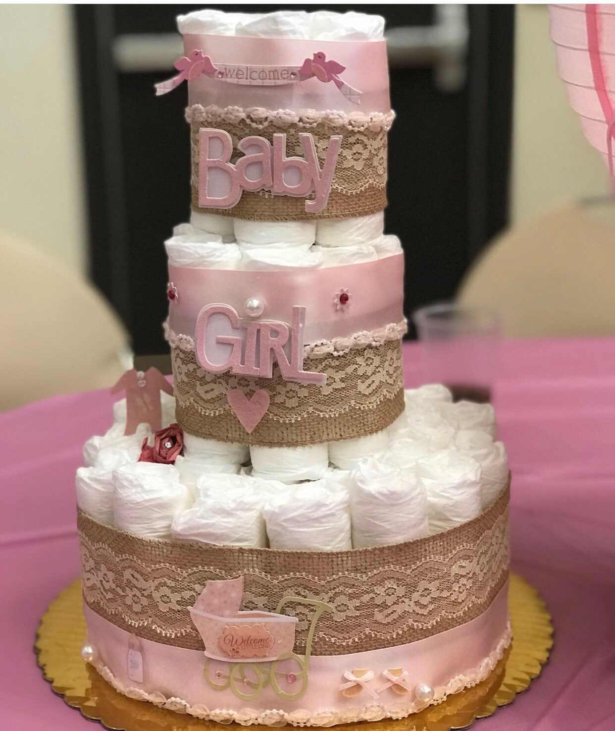 babygirl diaper cake