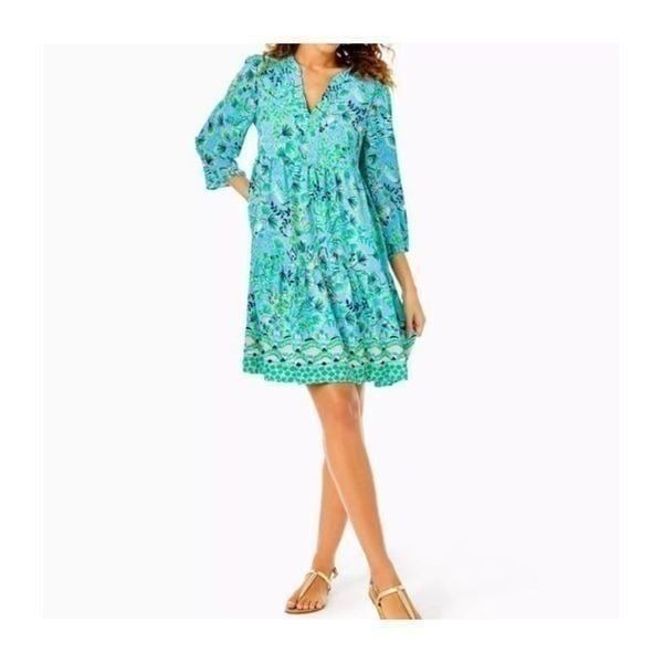 LILLY PULITZER Martine Dress Frenchie Blue Mosaic Shells Dress XXS 228.00