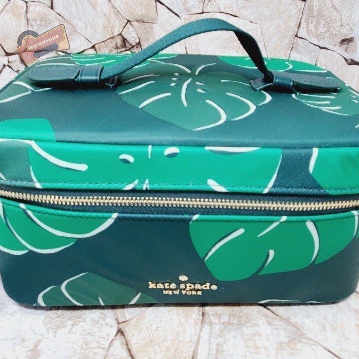 Kate Spade Chelsea Medium Monstera Leaves Cosmetic Case NWT
