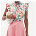 Bathsheva Claude Tulip Print Cotton Button Up Pink Blouse