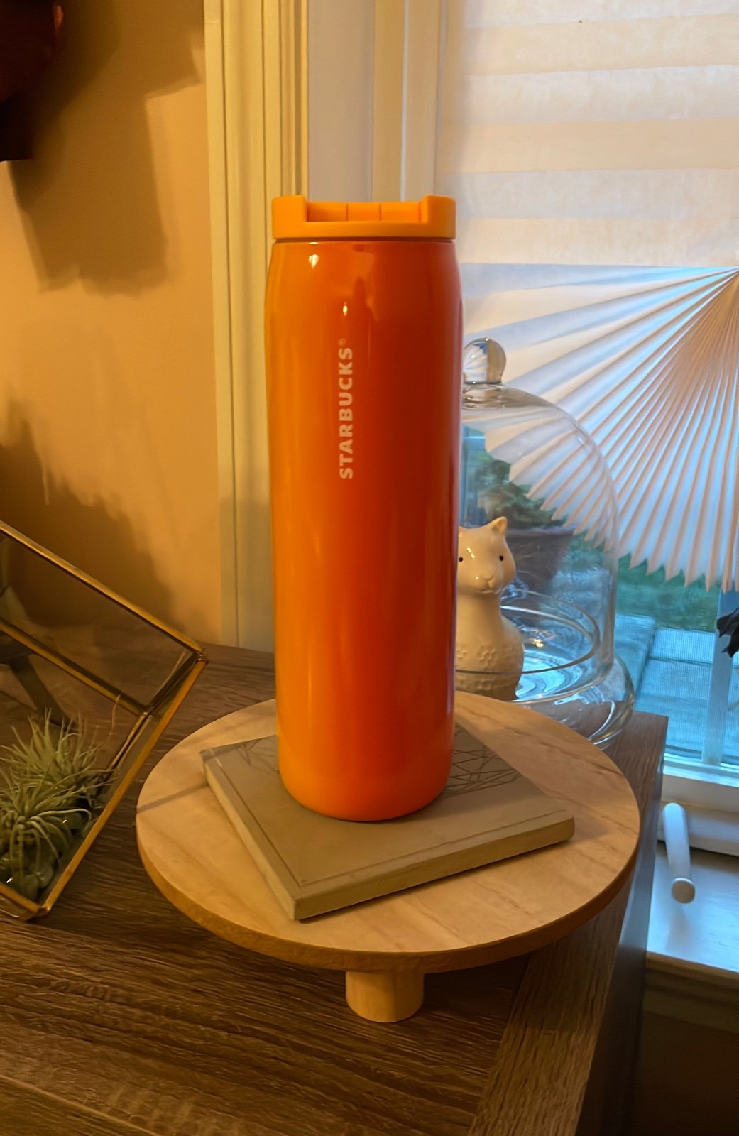 Starbucks ombre tumbler 16 oz stainless gloss finish orange and peach