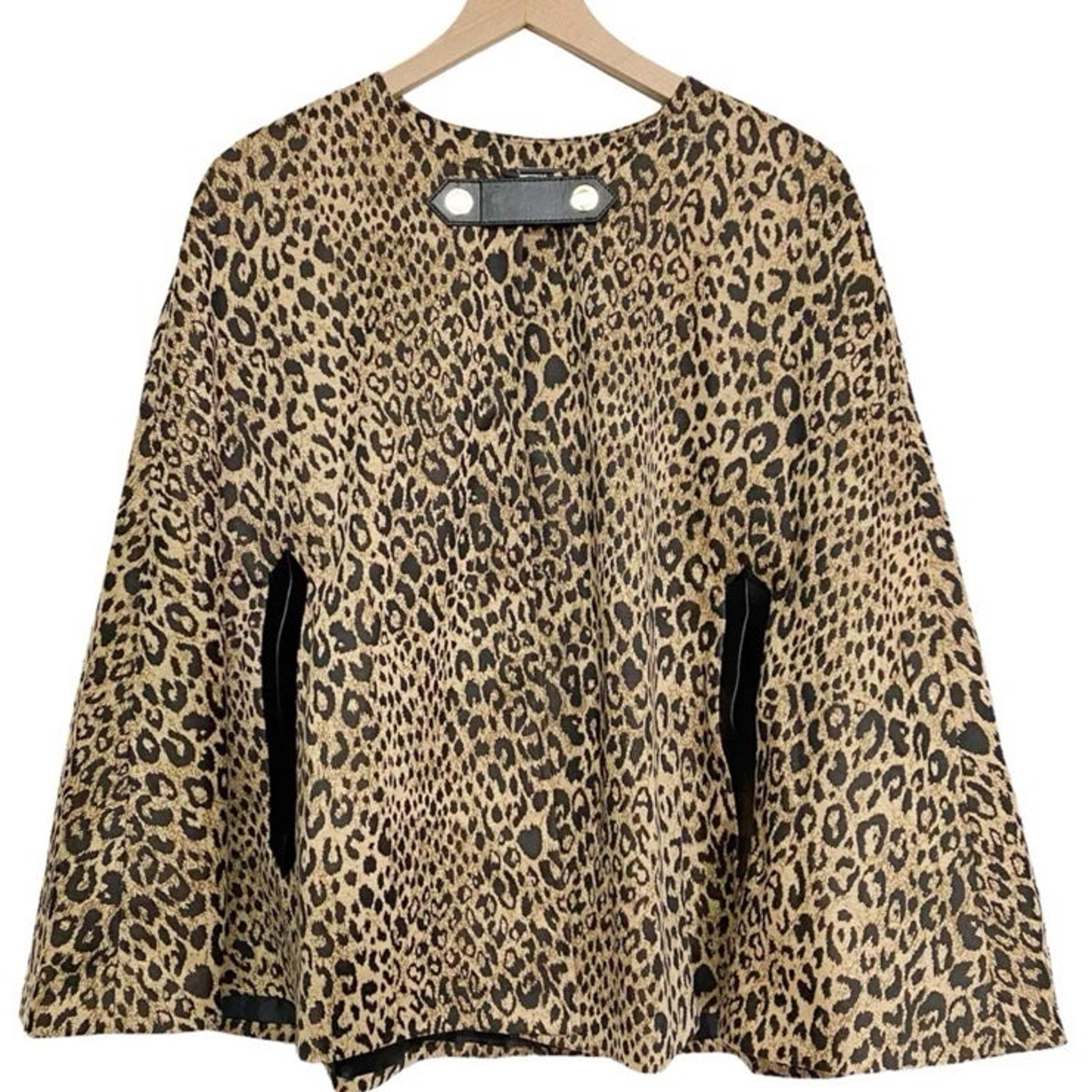 Anne Klein Womens Leopard Cape Jacket