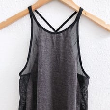 LULULEMON Run Off-Route Tank Heathered Black / Black No size Dot Check Measureme