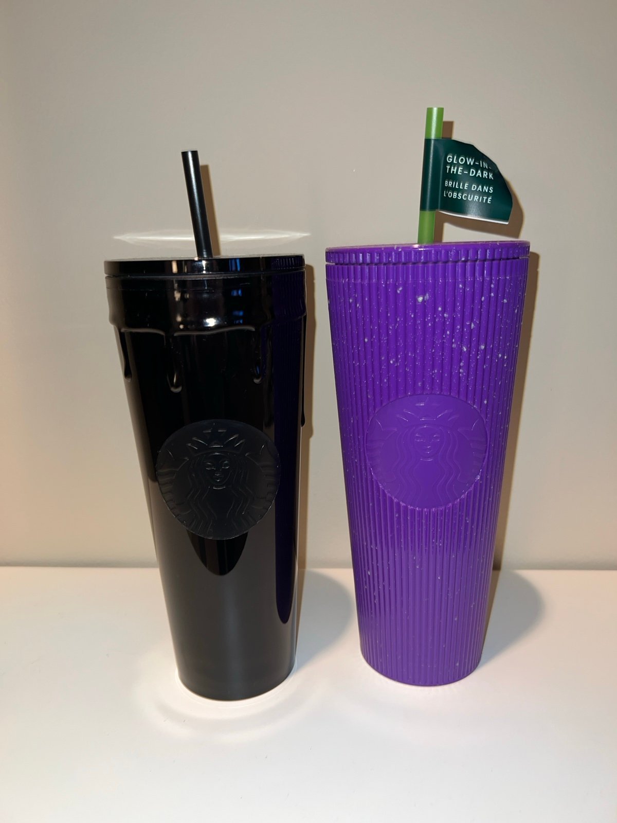 (2) NWT Starbucks Halloween 2024 Black Slime & Purple Glow in the Dark Tumblers