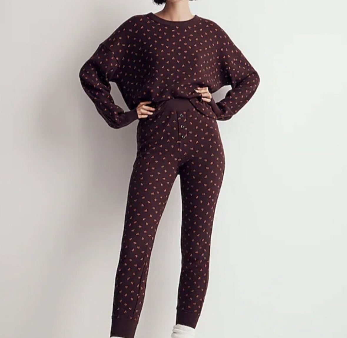 Madewell Waffle-Knit Pajama Set in Micro Berry | Size XXS