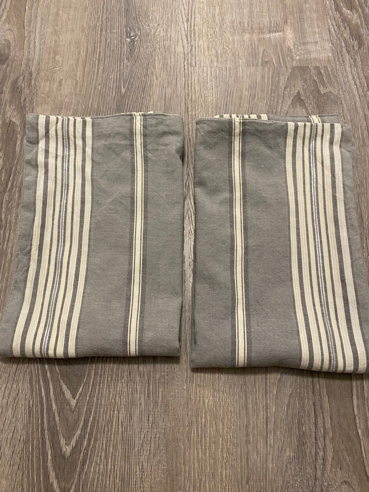 2 West Elm Throw Pillow Shams Gray Stripe Cotton 24” Square