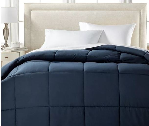 Royal Luxe Lightweight Microfiber Queen Comforter, Navy Blue