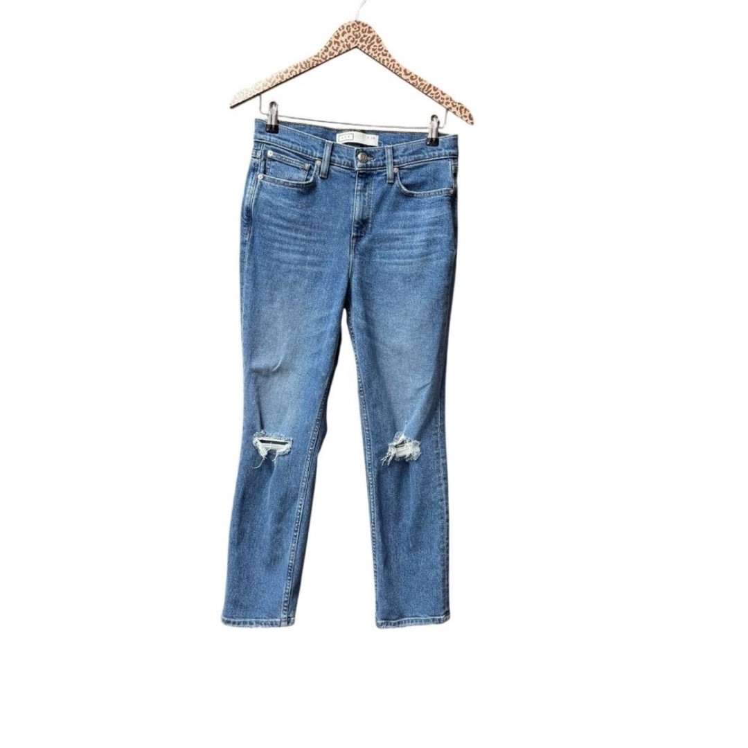 AYR The Yes Yes Yes Denim Jeans High Waist Ripped Knees Bye Bye Bye Blue 29