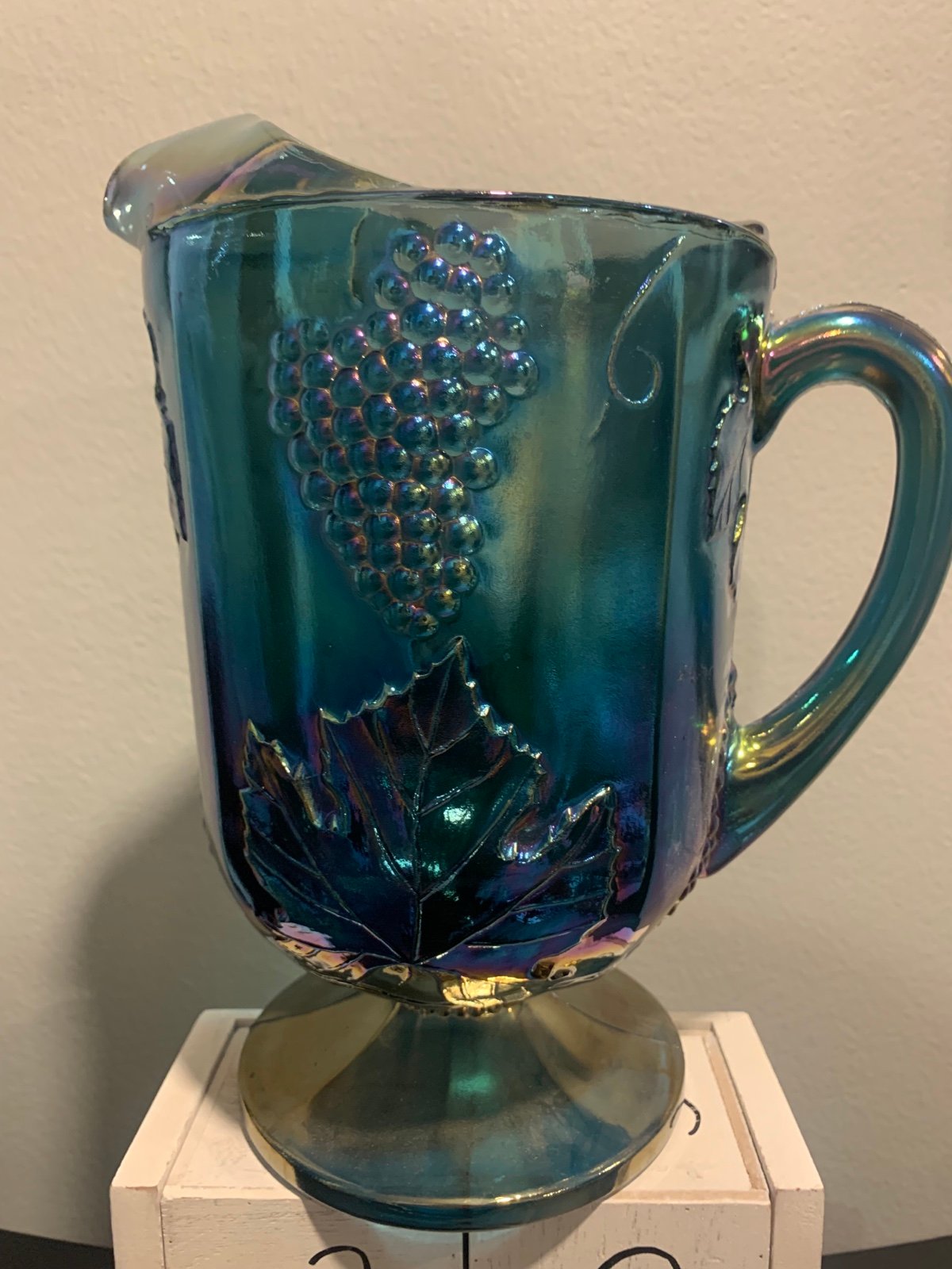 Vintage Indiana Carnival Glass Blue Harvest Grape