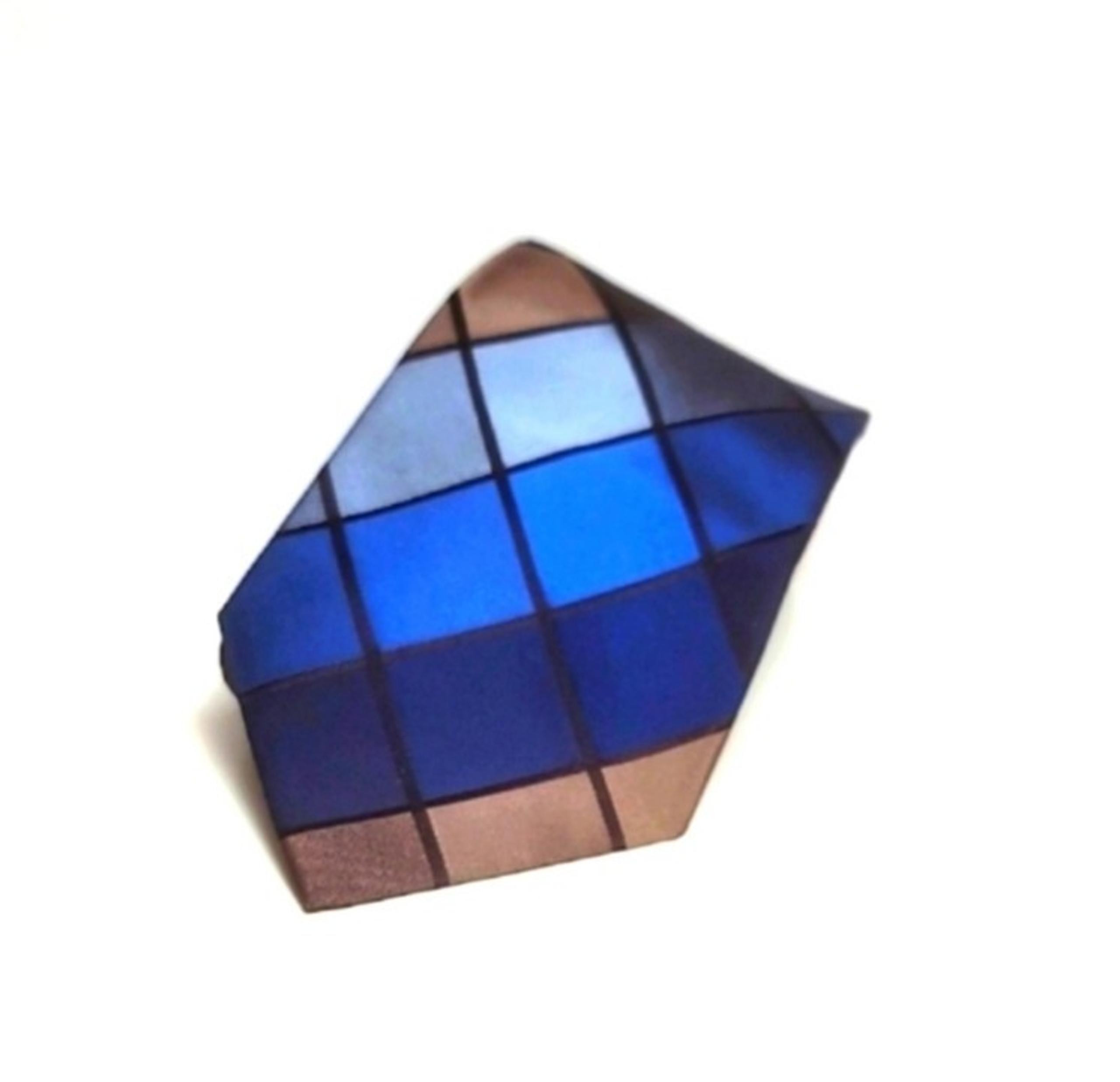 Silk Tie Blue and Brown Gray Checkered Tie by Crazy Horse a Claiborne Company