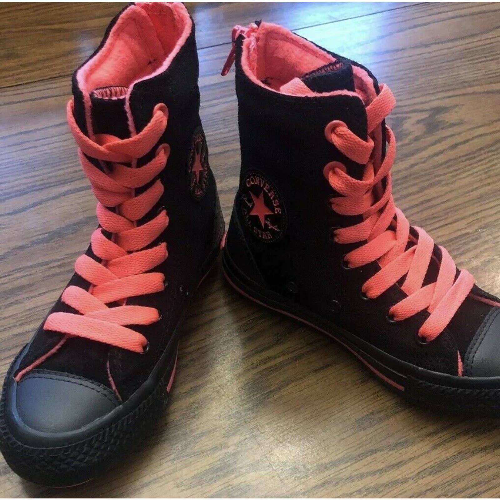 CONVERSE CTAS HI-RISE BOOT X-HI BLACK/HOT PUNCH/ALMOST BLACK Junior Size 13