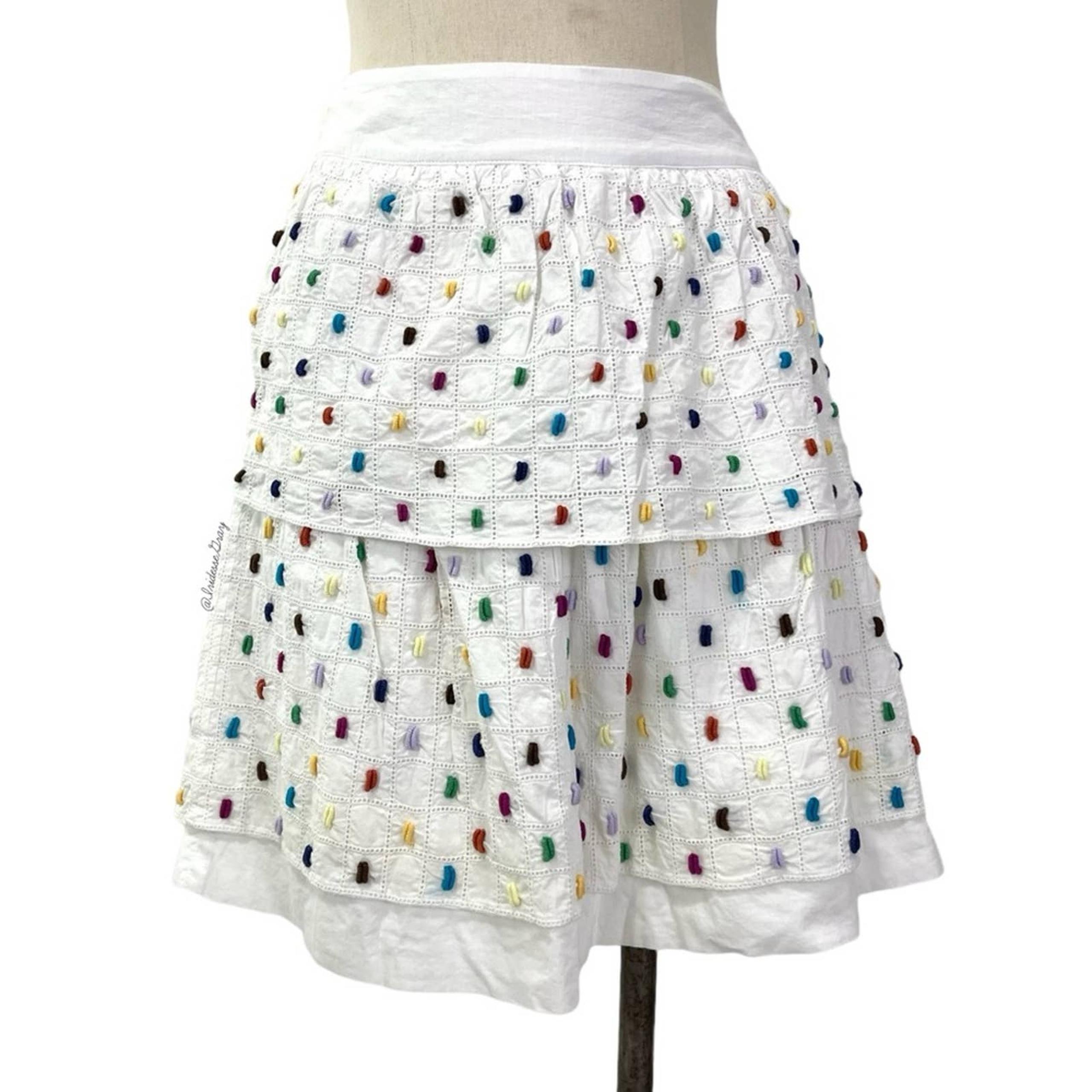 Anthropologie- Floreat It’s Your Move White Multi Tiered Skirt Size 0