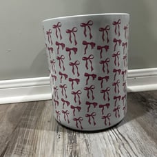 pink bow bathroom trash can