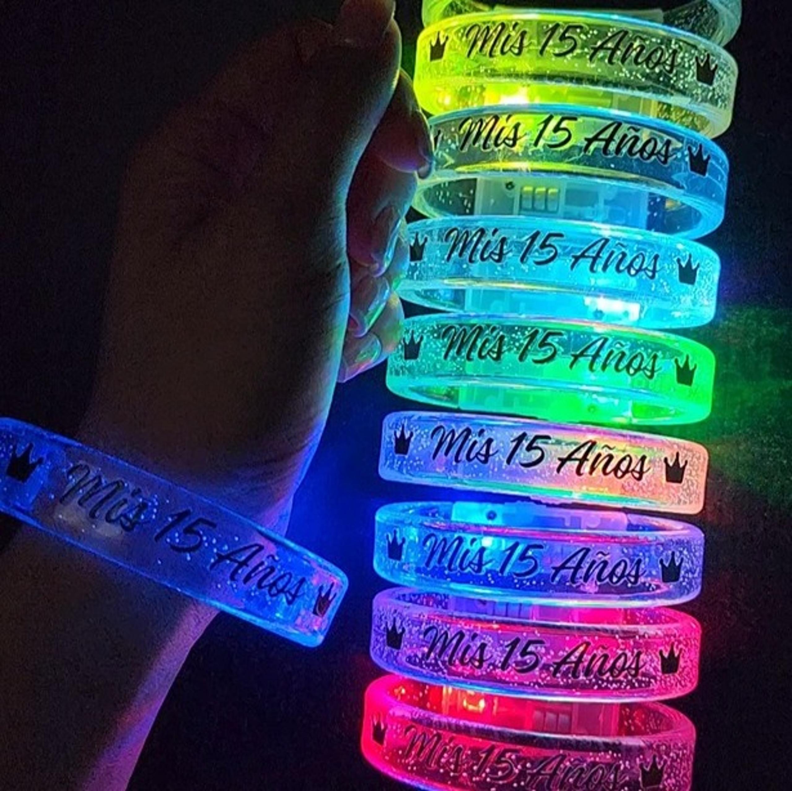 LED Glow Bracelets for Quinceañeras - Light Up Party Favors - 6 PACK
