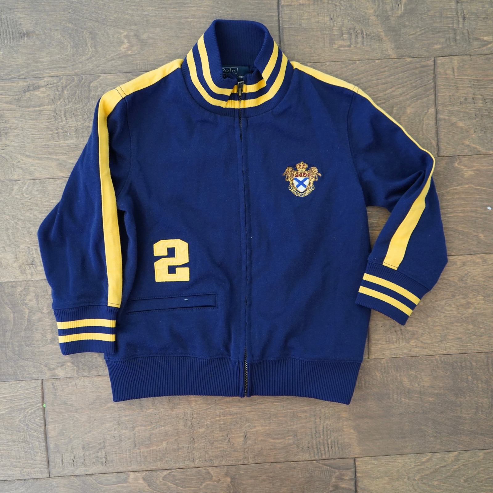 Polo Ralph Lauren Jacket Track Zip Up Crest Logo Blue Yellow 4 4T