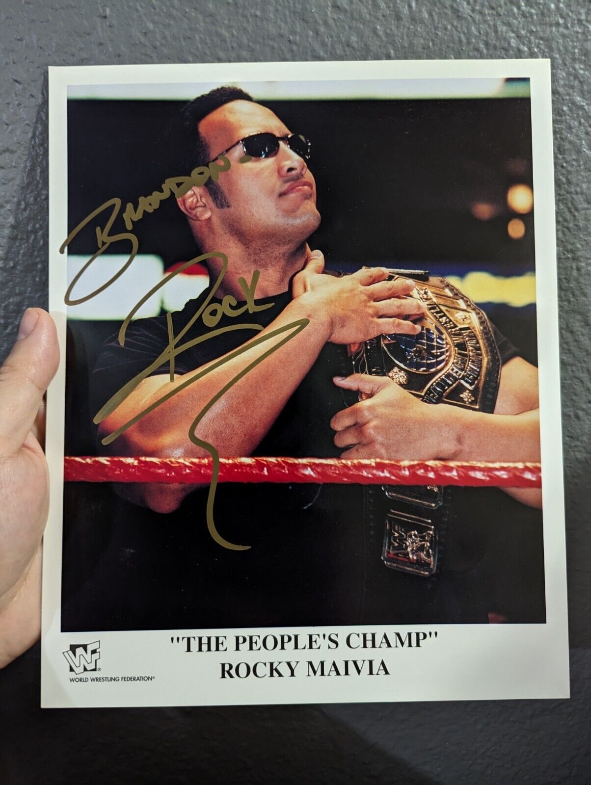 Dwayne Johnson The Rock Autograph Signed 8 x 10 Rookie Promo Photo Wwe Wwf