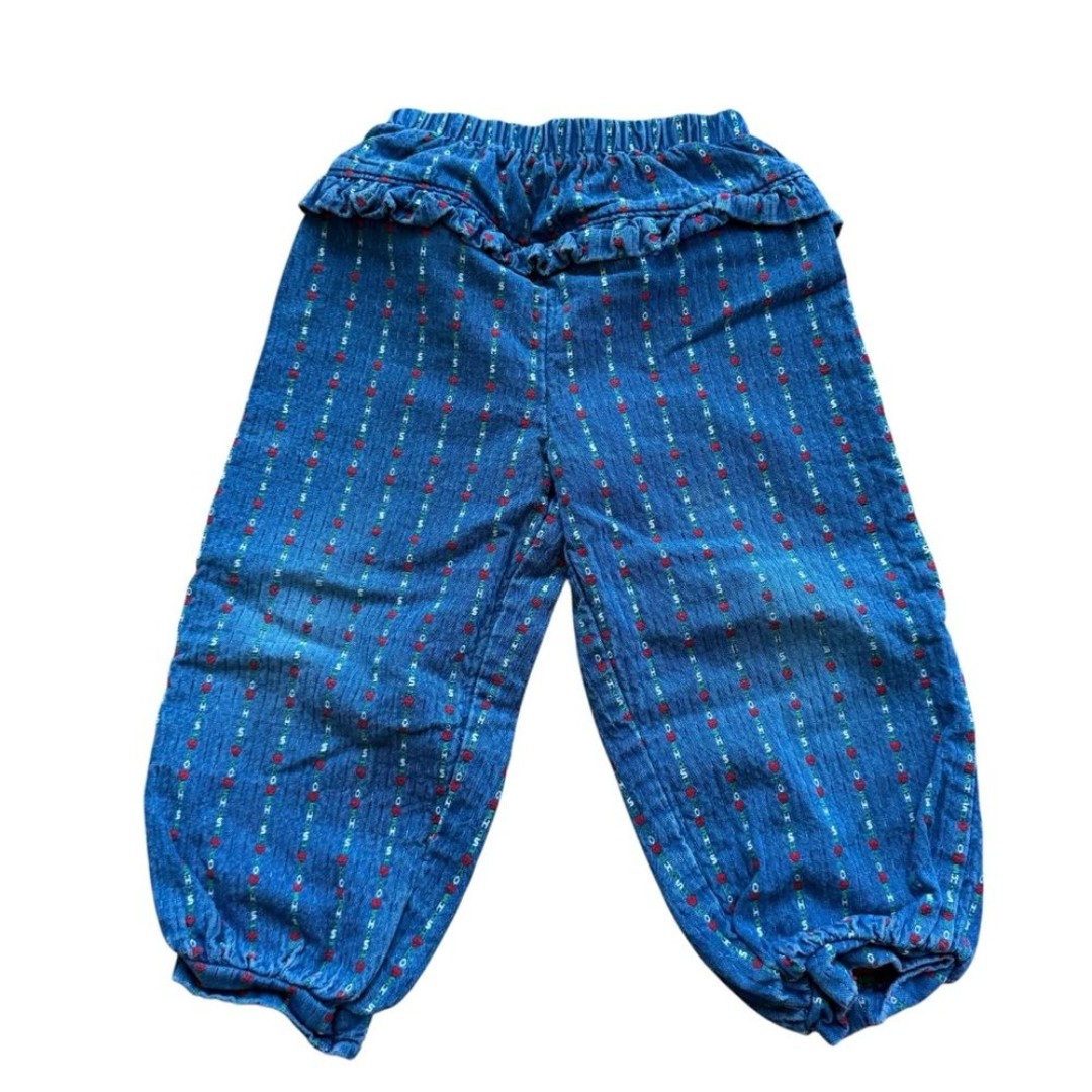 Vintage Oshkosh Denim Jean Floral Joggers Pants Toddler Girl Size 4T USA