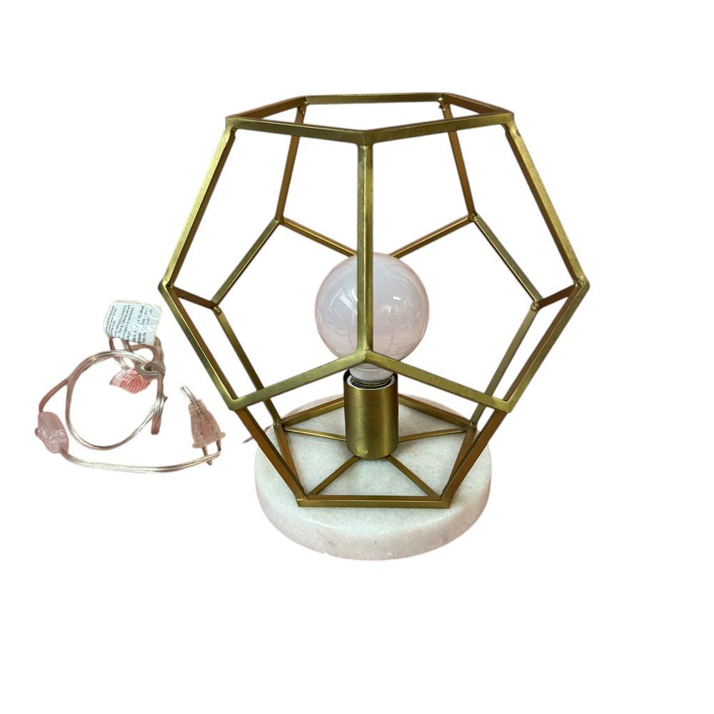 Modern Geometric Gold Table Lamp with Marble Base Metal Frame Contemporary