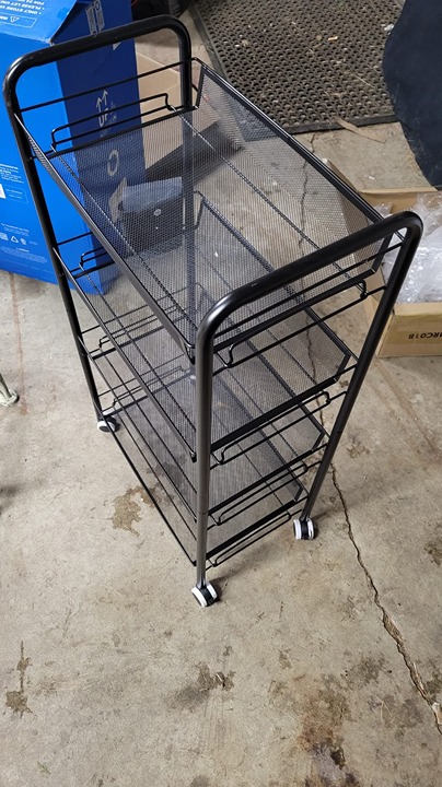 4-Tier Metal Rolling Cart on Wheels with Baskets, Easy Carry and Assemble