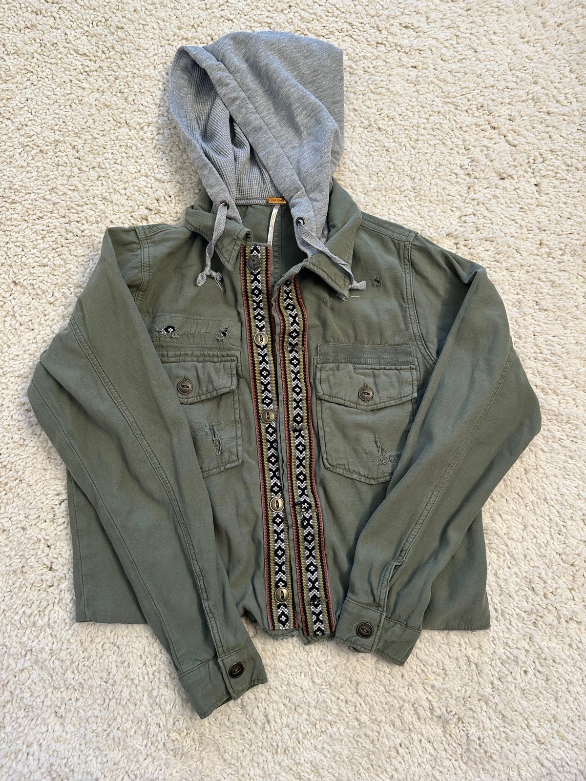 Free People XS Weekend Wanderer Military Jacket/Aztec