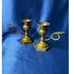 Vintage Pair of Brass Candlestick Holders with Finger Thumb Ring