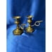 Vintage Pair of Brass Candlestick Holders with Finger Thumb Ring