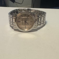 BURBERRY LADIES STAINLESS TONE WATCH #BU1353 PRE-OWNED RUNNING