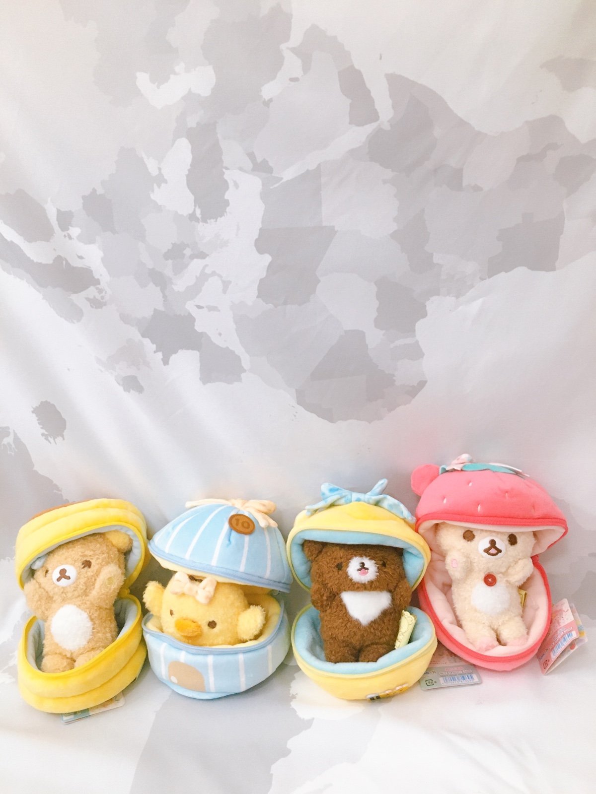 NWT Rilakkuma Korilakkuma Chairokoguma Kiiroitori Plush Set
