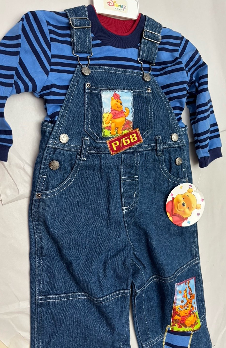 NWT-Vintage y2k-Disney Pooh and tigger /2 pc denim overalls-set-18m