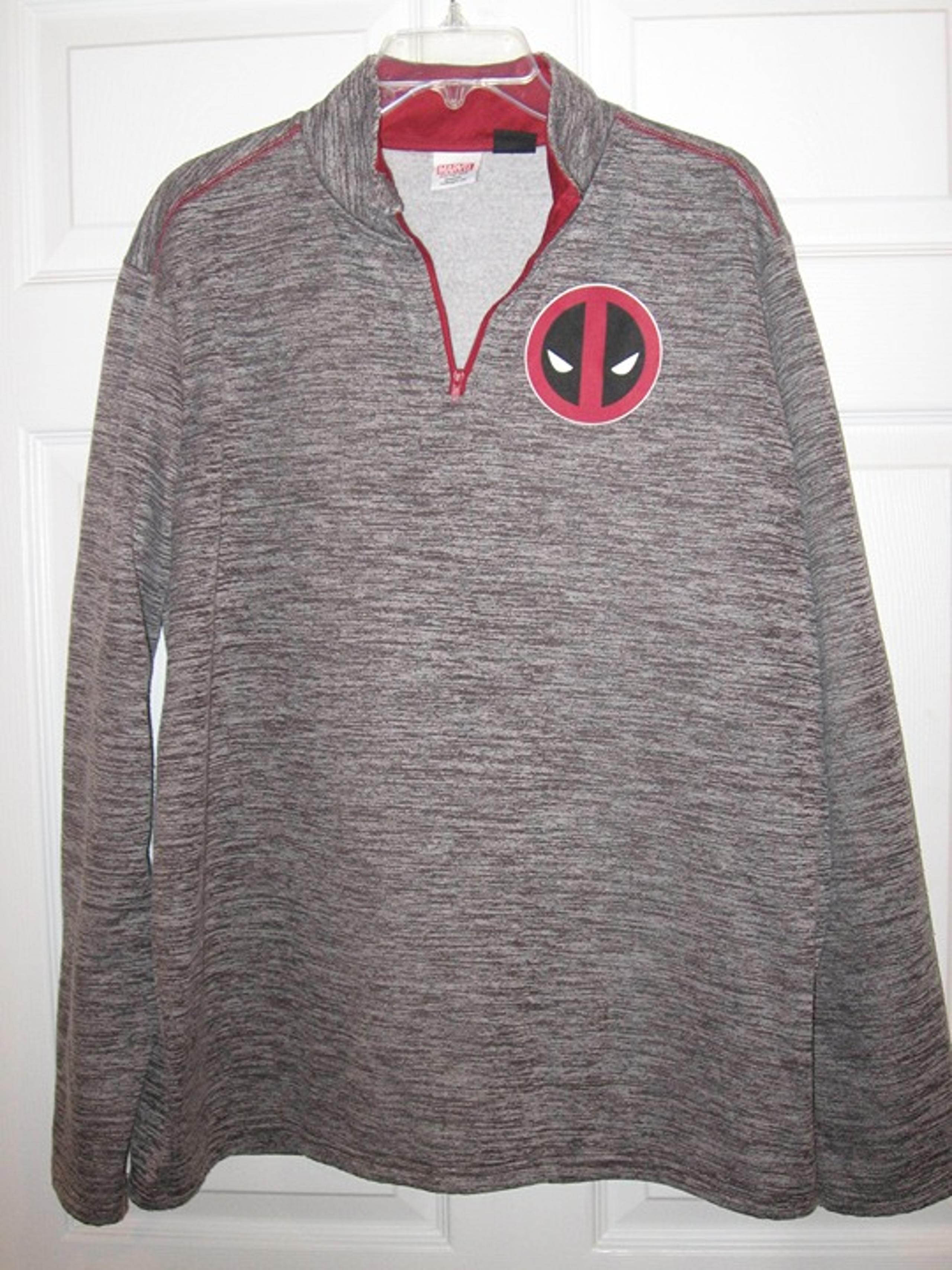 Licensed Deadpool Long Sleeve Polo Shirt Gray Men's size XL - Marvel