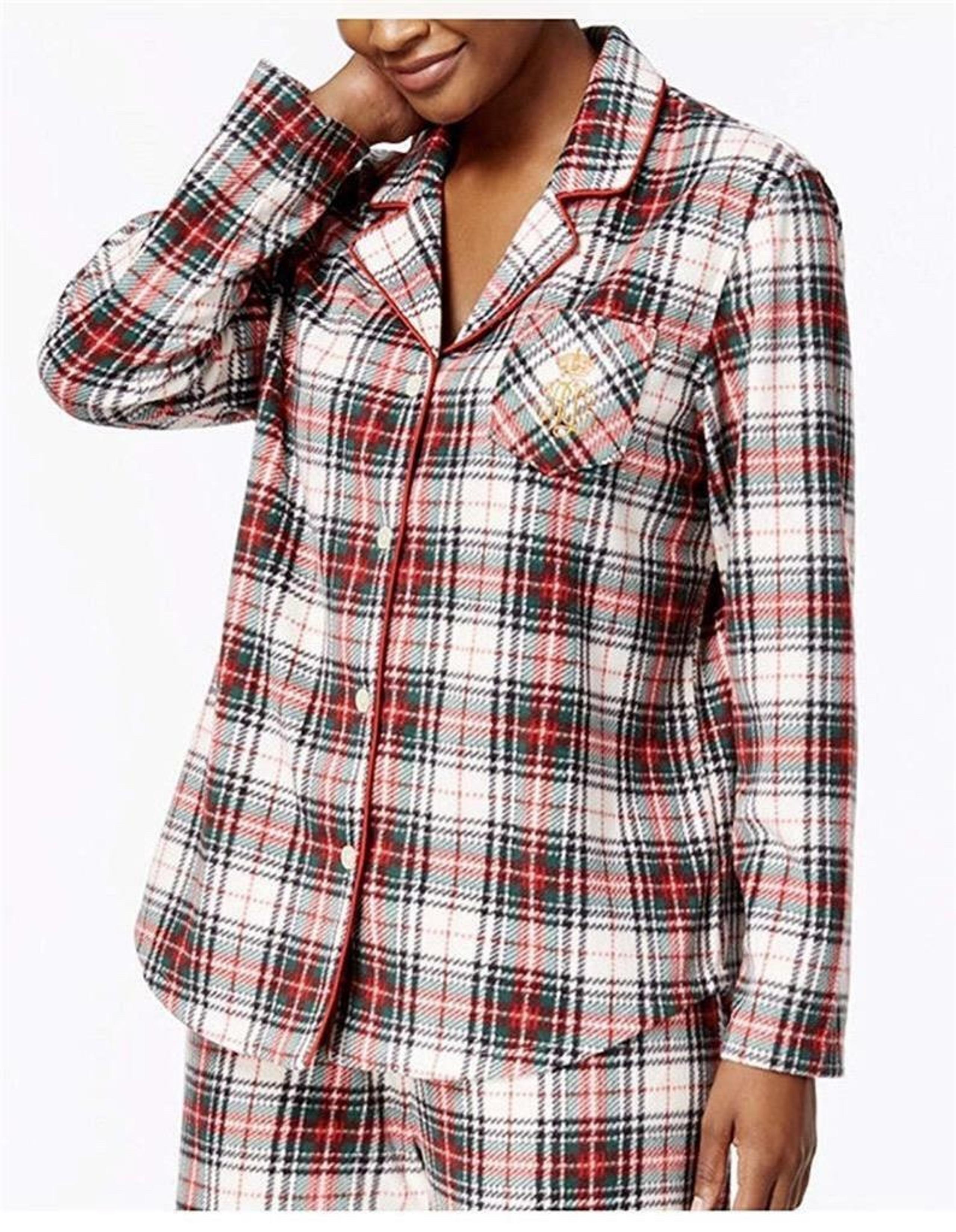Lauren Ralph Lauren Monogrammed Holiday Festive Fleece Pajama Top Size Medium M