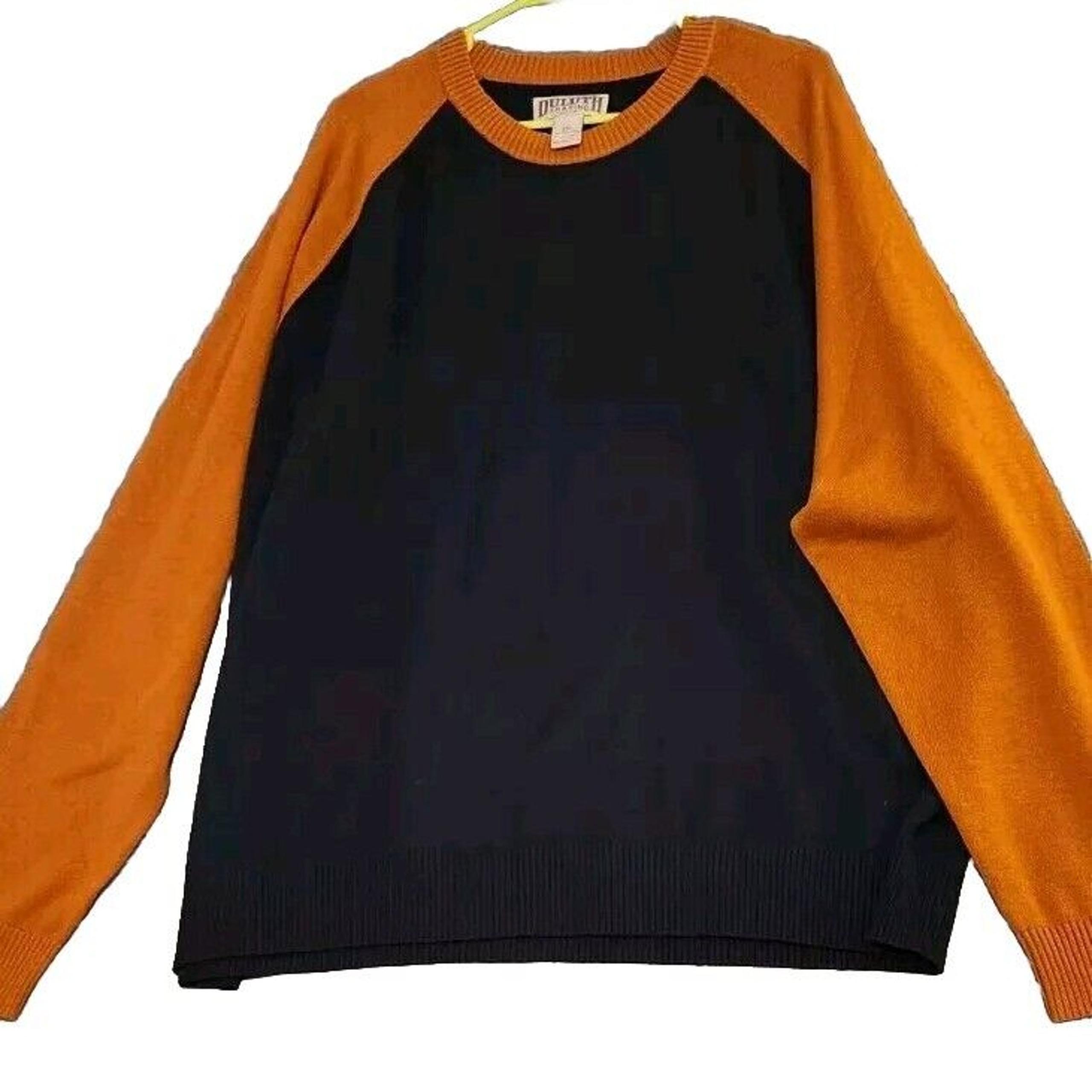 Duluth Sweater Mens 2XL Pullover Crewneck Heathered Navy Rust Raglan Sleeve