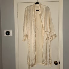 I.W. Harper Creamy White and Gold Silk Drinking Robe. Kentucky Bourbon Whisky