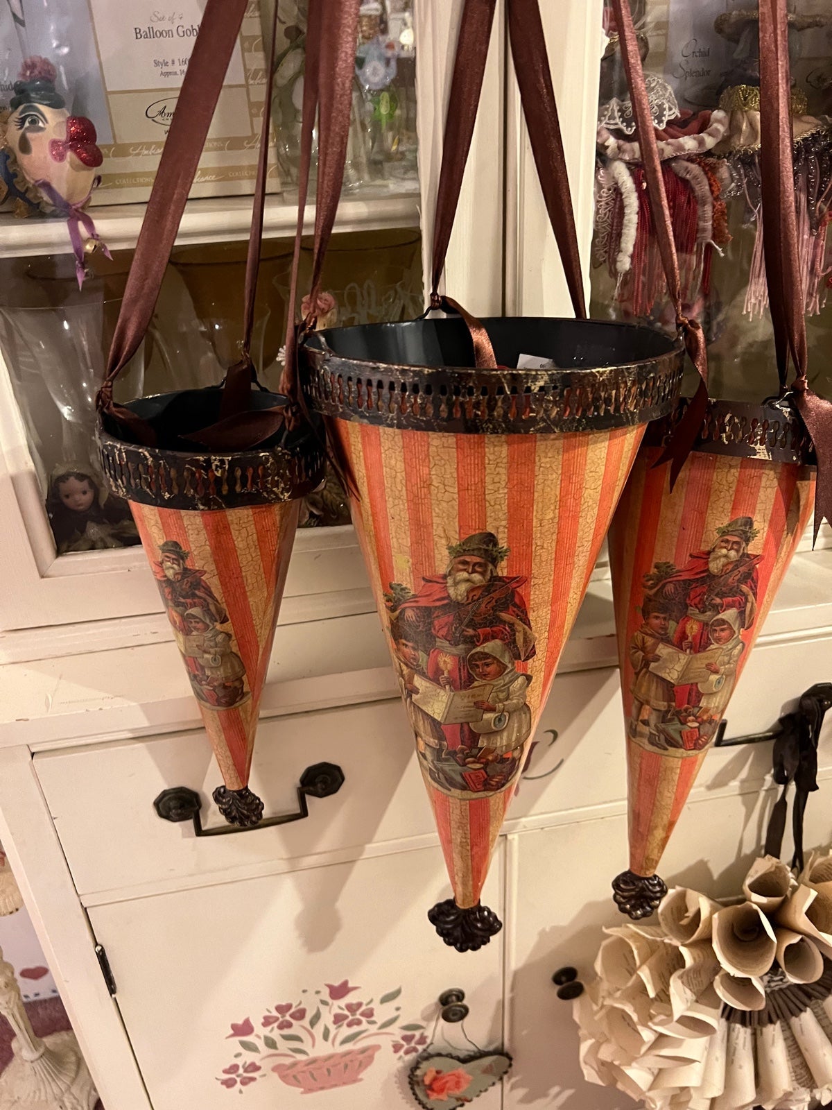 Trio of metal vintage Christmas cones. Circa late 70’s