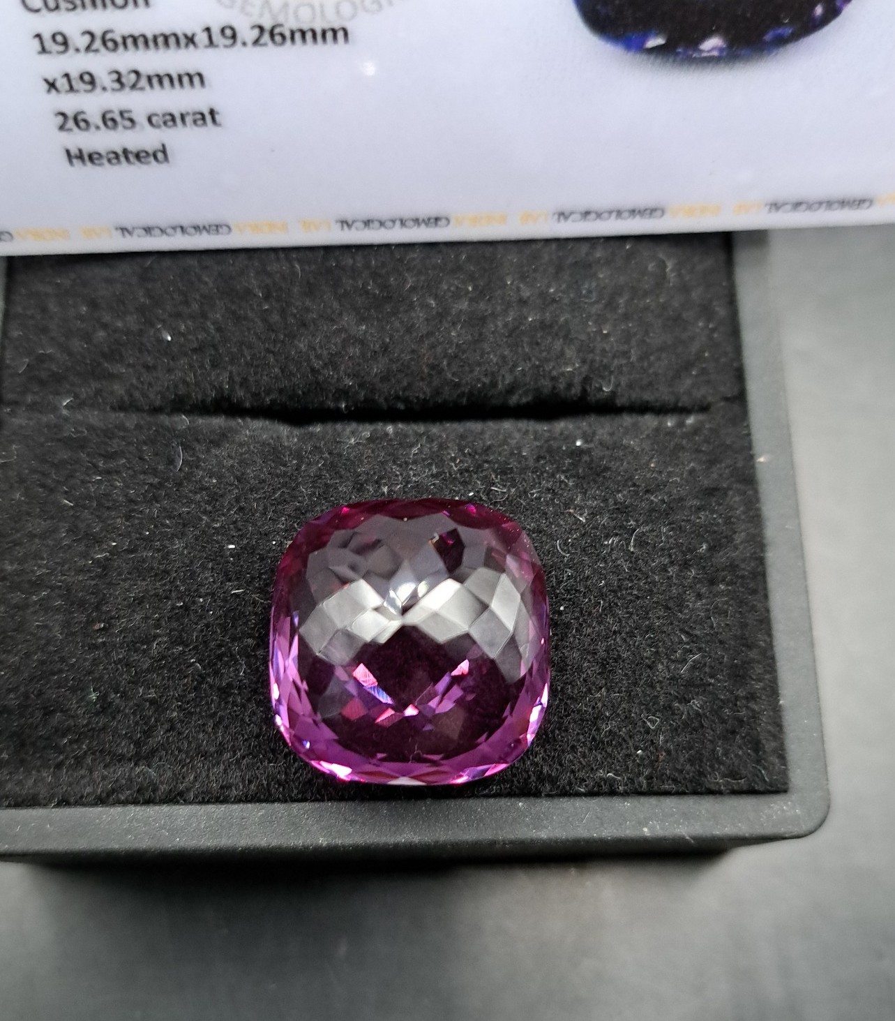 Natural Alexandrite Cushion 26.65 Carat Gemstone, With ID Card