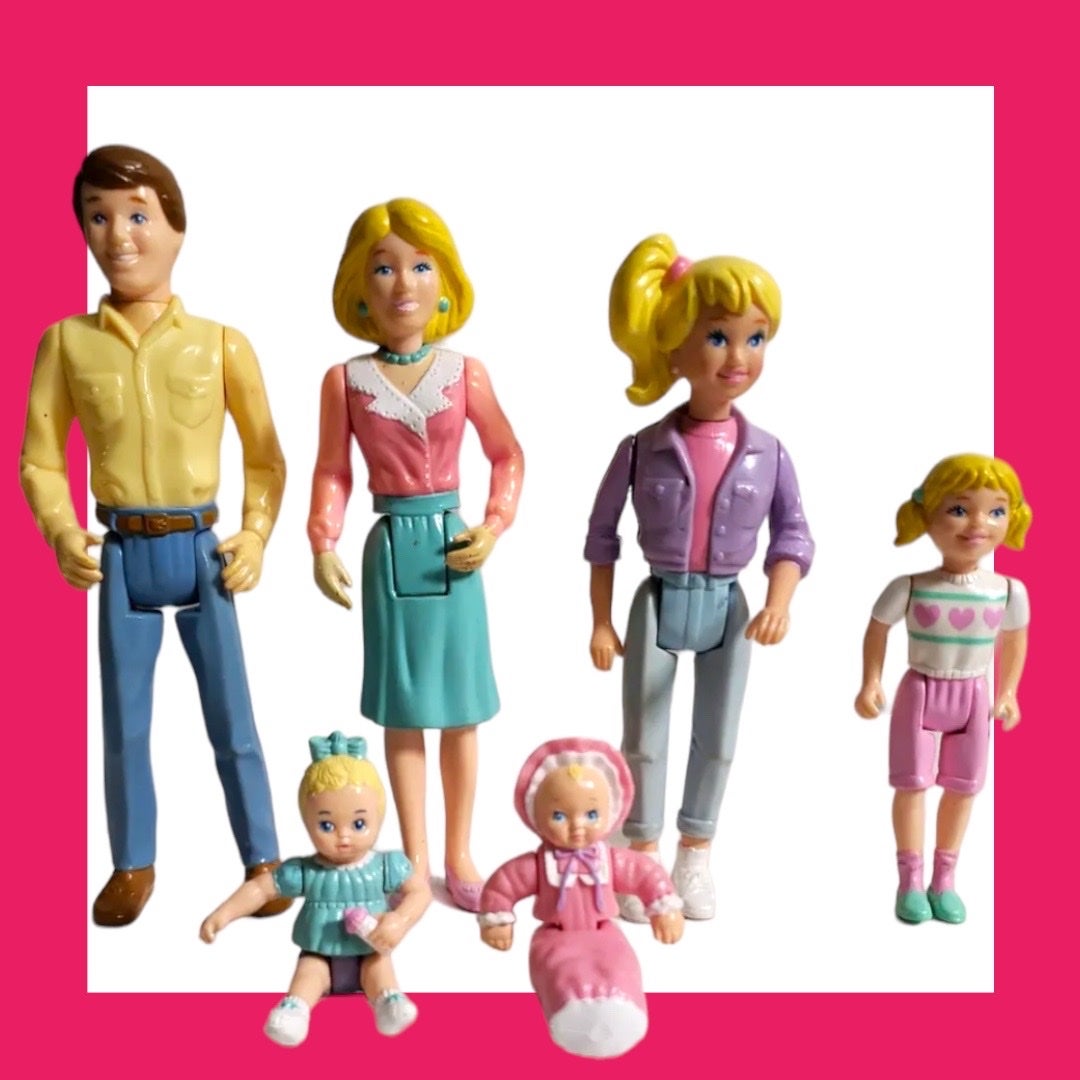 Playskool Dollhouse MOM DAD SISTER 2 GIRL BABIES Loving Family set figures EUC