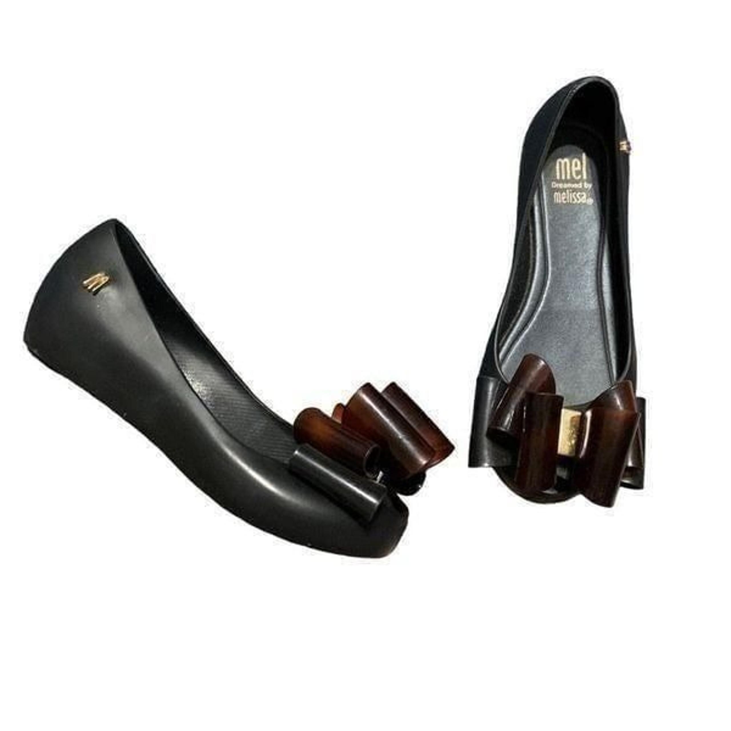 Mel Dreamed by Melissa Black Ballet Flat Tortious Shell Bow Size 12 Girls