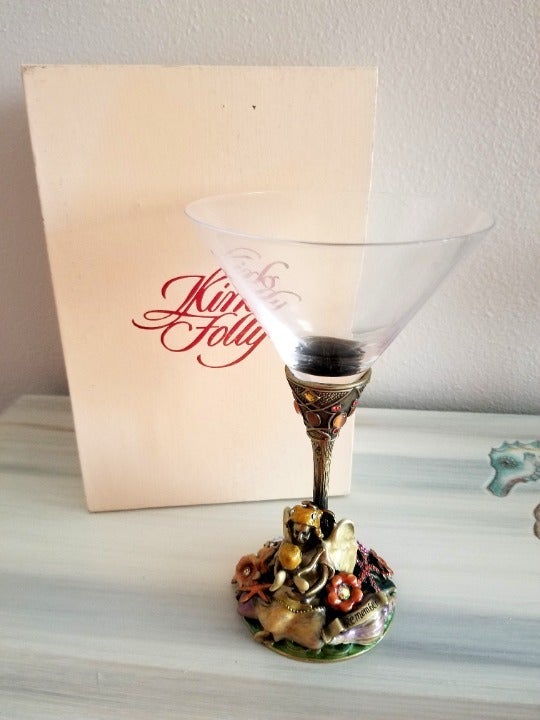 Kirks Folly Remember Martini Wine Liquor Collectible Gift Glass and Box