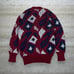 Vintage Victor Hein Sweater Maroon Red White V Neck 90s