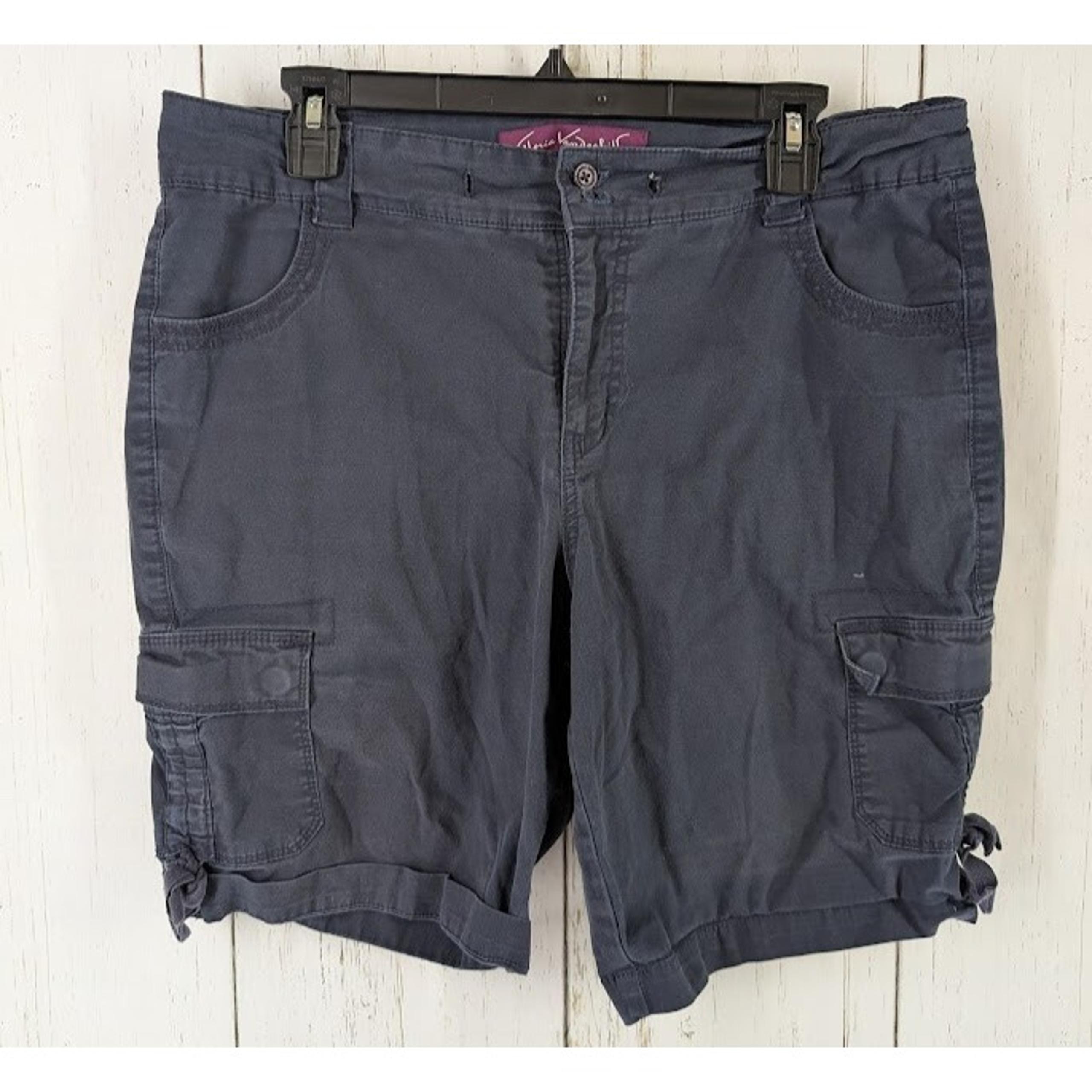 Gloria Vanderbilt Size 12 Navy Blue Womens Outdoor Summer Cargo Bermuda Shorts
