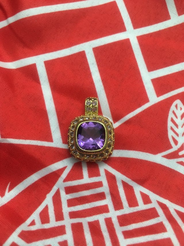925 Silver Gold Plated Amethyst Pendant